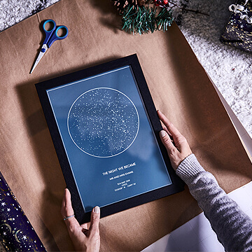 If you are looking for the perfect Christmas gift for your friend or family member, our personalised star map prints are the perfect idea to show your love
